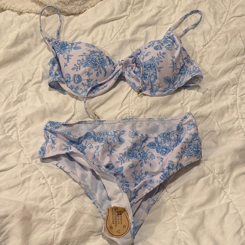Blue Floral Bikini Set